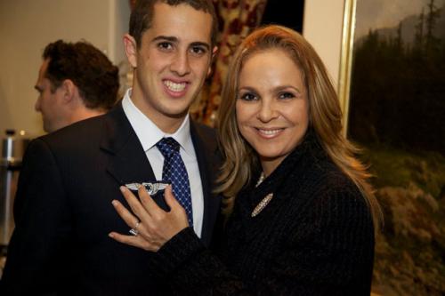 Dina Leeds with her son, Jonathan, who received his ceremonial AIF wings from Giddy Lichtman